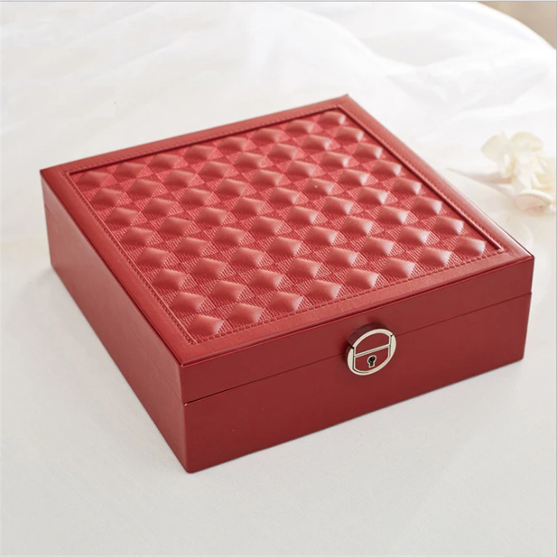 New Jewelry Packaging Box Casket Box For Jewelry Exquisite Makeup Case Jewelry Organizer Container Box Graduation Birthday Gift - Цвет: Red