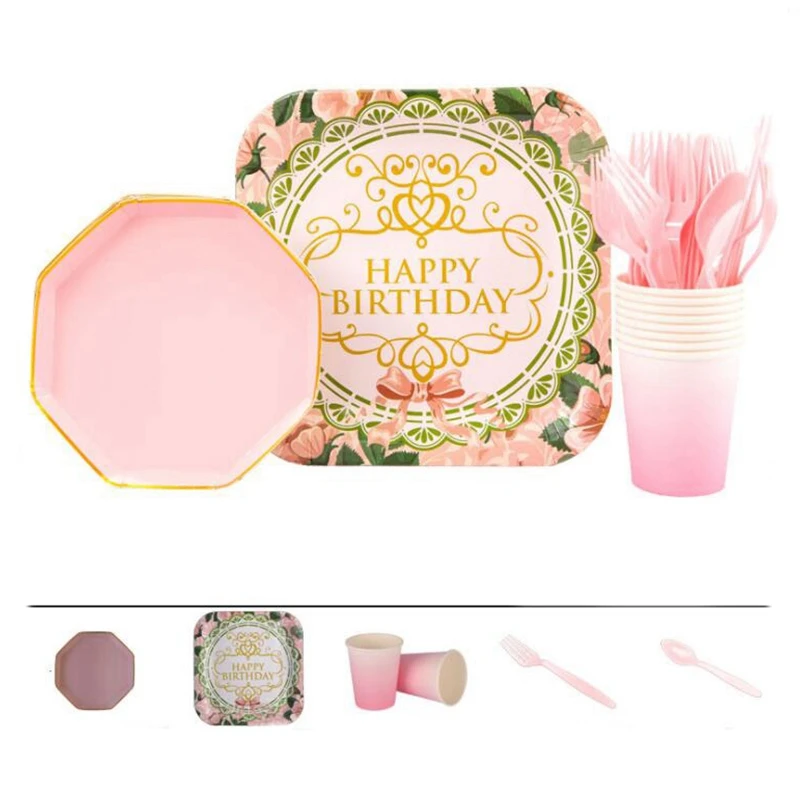 

Partybus Happy Birthday Party Disposable Tableware Sets Paper Plates Party Tableware Sets Kids Birthday Wedding Engagement Decor