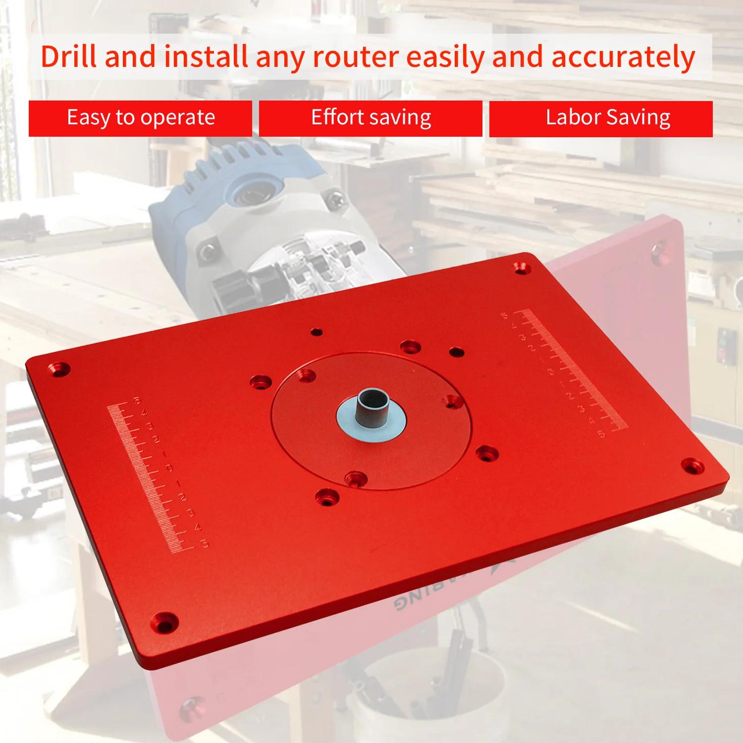 

Universal Router Table Saw Insert Base Plate Kit Red Board Trimming Machine Flip Board for Woodworking