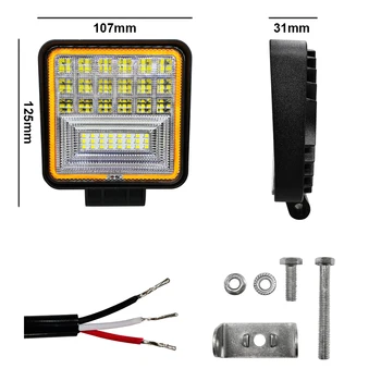 

2 color LED 72W 126W Work Light Bar For Off Road Truck Boat Jeep 4x4 SUV ATV UAZ Bus Car Lamp weketor 12V 24V Car Accessories
