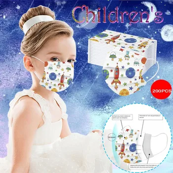

200pc Cartoons child maskS Non-woven Disposable FaceMask 3 Ply mond masker filter face cover Elastic Ear Loop Mask Mascarilla