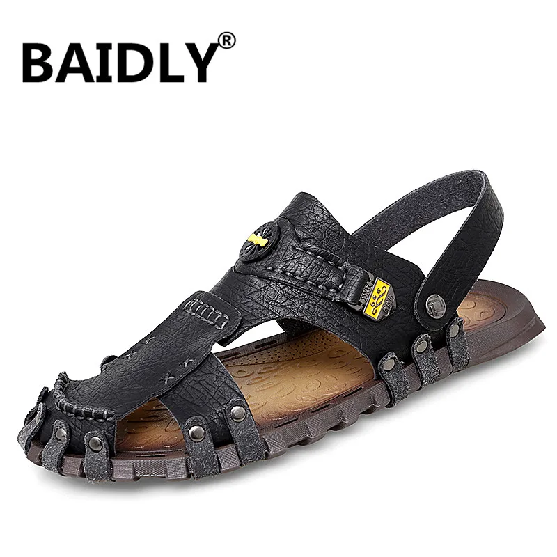 New Summer Sandals Men Breathable High Quality Leather Sandals Man