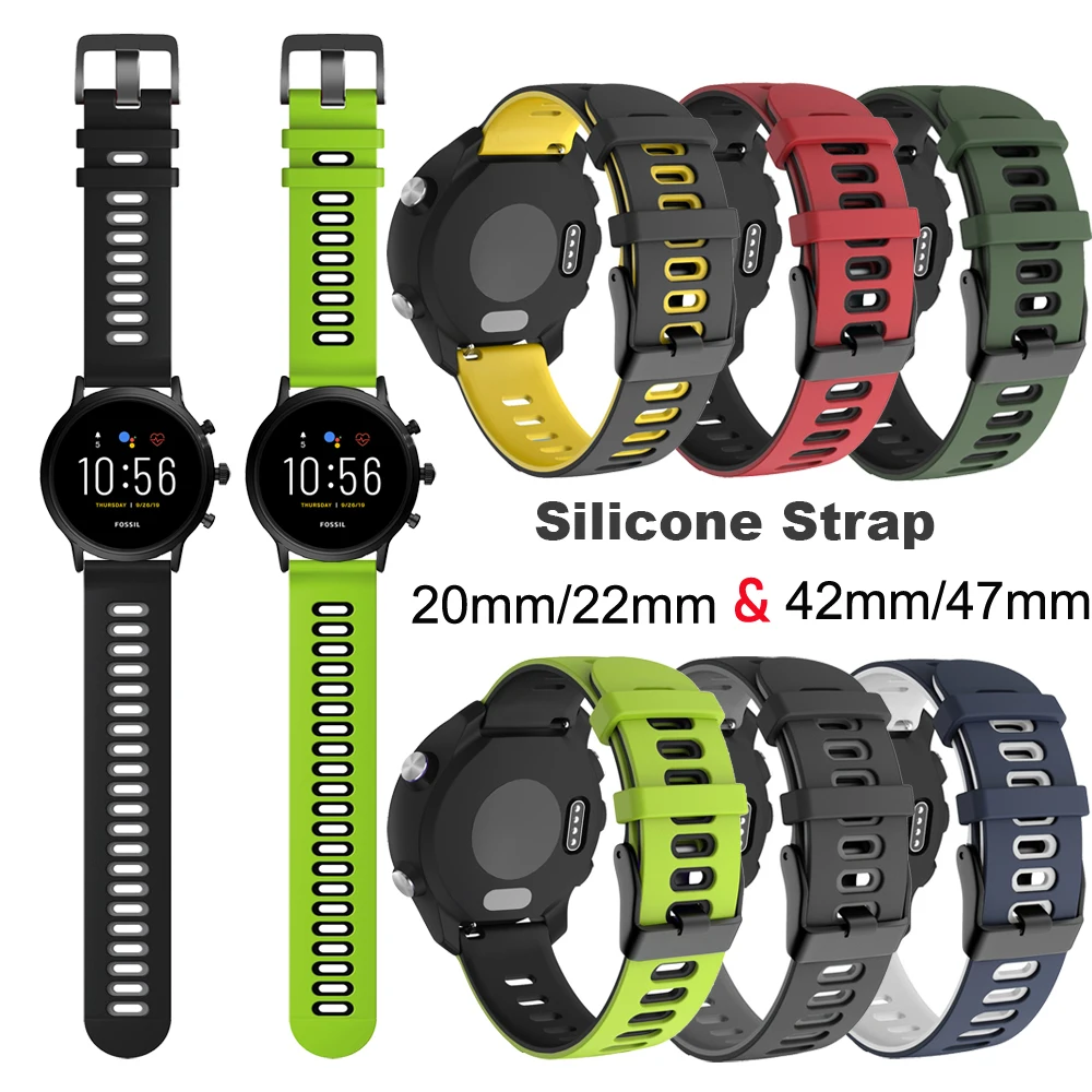 Amazfit bip ремешок 20 22 мм двойной цвет силиконовый сменный для Xiaomi Huami Bip youth GTR 42 47 active2