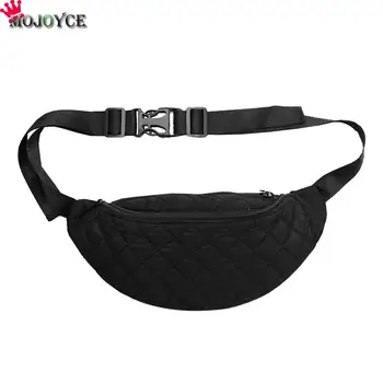 

Solid Color Lattice Shoulder Women Waist Fanny Belt Packs Nylon Chest Bags
