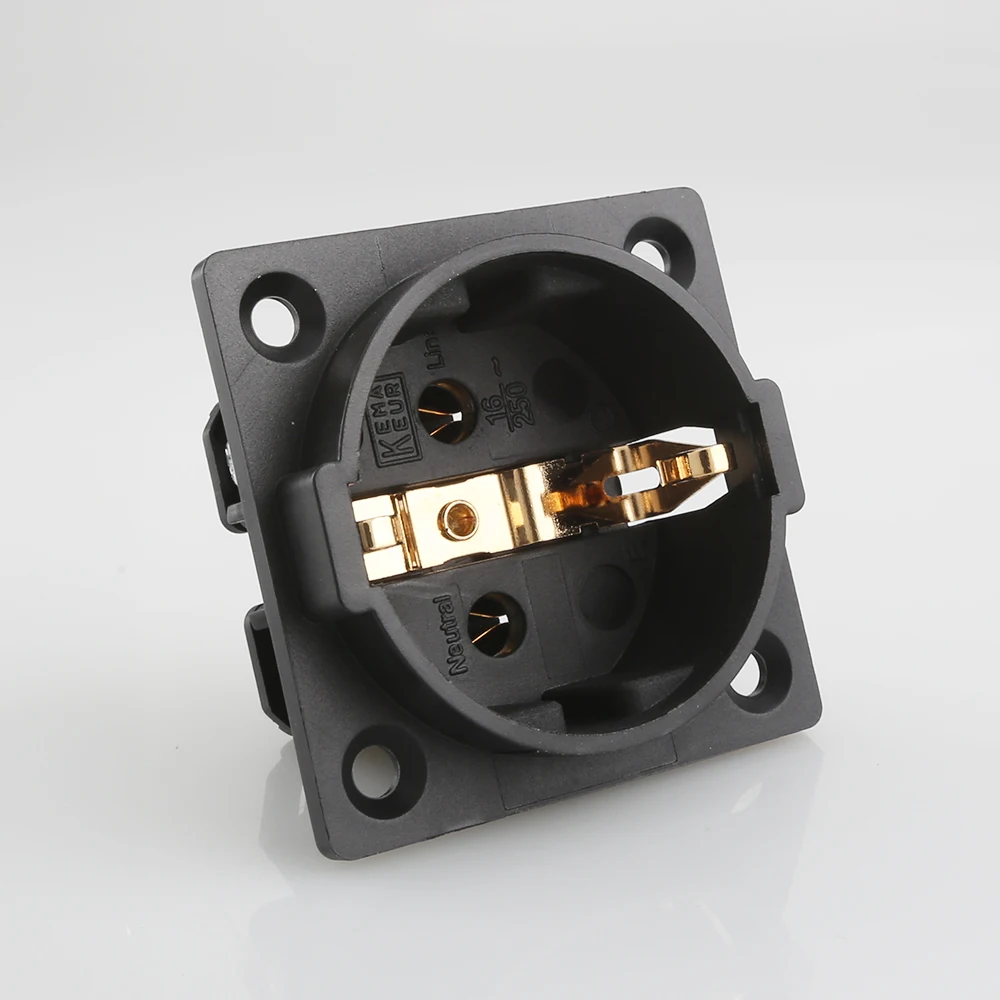 Een paar X 24K Vergulde EU Schuko Plug IEC Vrouw... – Vicedeal