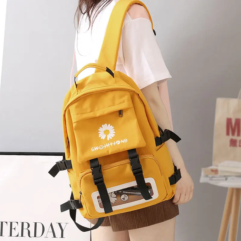 Flowers Backpack for Teenage Girls School Bags Oxford Waterproof Back Pack Women Black College Wind Fresh | Багаж и сумки