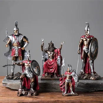 

Sales Retro Roman Soldier Knights Statue Greek Mythological Figure Medieval Armor God Sculpture Resin Crafts Home Decoration R02
