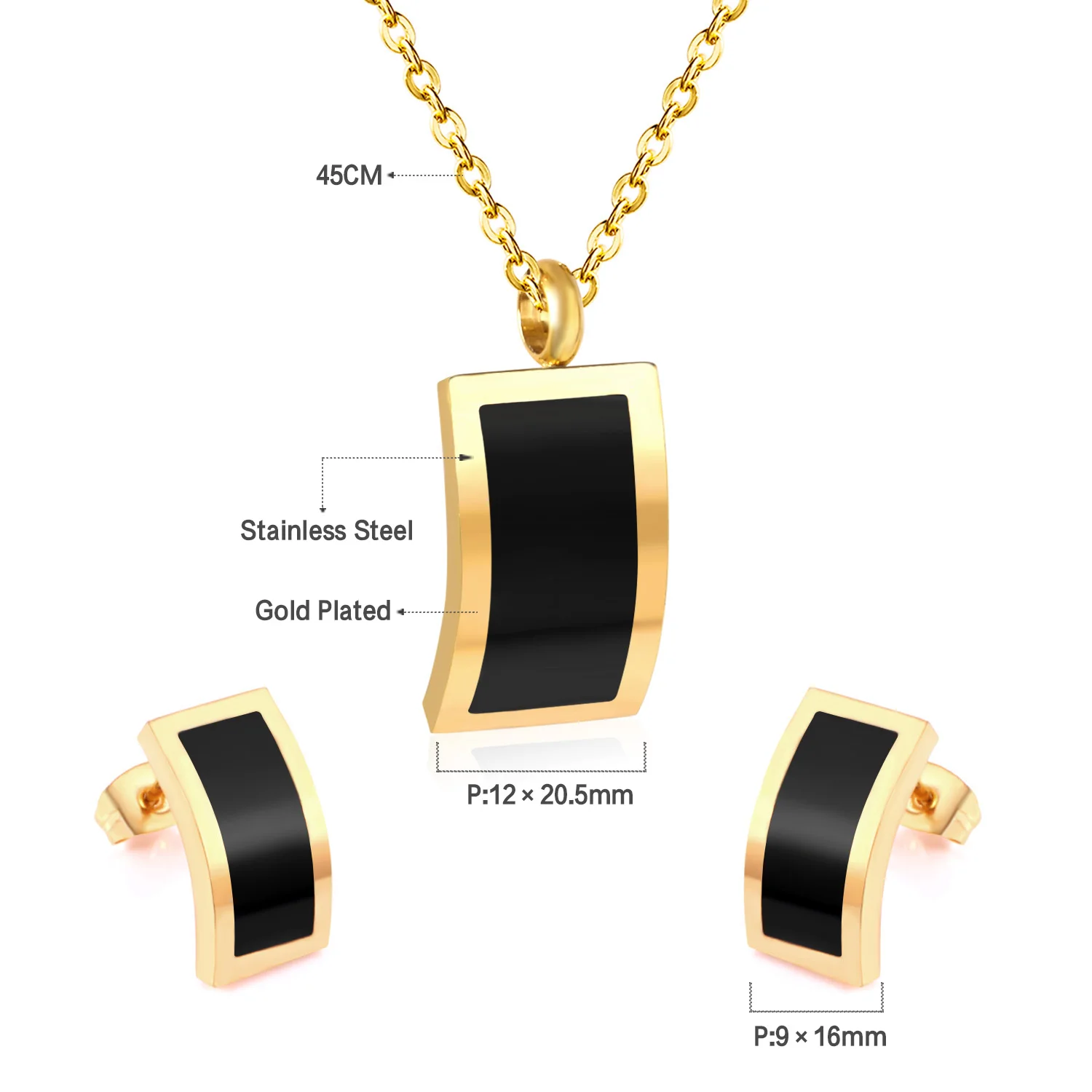 LUXUSTEEL, абсолютно, черный корпус, ювелирные наборы, нержавеющая сталь, золото/серебро, Геометрическая подвеска, ожерелье, свадебные, вечерние, опт