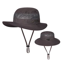 Мужская и женская портативная летняя сетчатая Регулируемая шляпа-ведро быстросохнущая Складная Походная анти-УФ широкополый рыболовный солнцезащитный козырек легкий