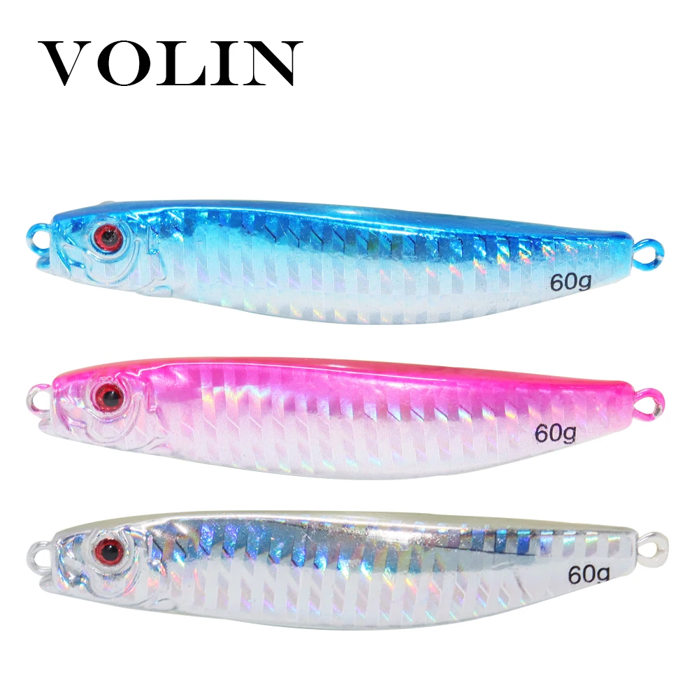 

VOLIN NEW Slow Jigging Lead Lure 30g 40g 50g 60g Saltwater Metal Fishing Lure Artificial Bait Casting Tackle