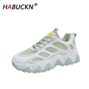 

HABUCKN 2020 new spring summer Women Casual Shoes Fashion Breathable Walking Mesh Flat Shoes Woman White fashion Sneakers Women