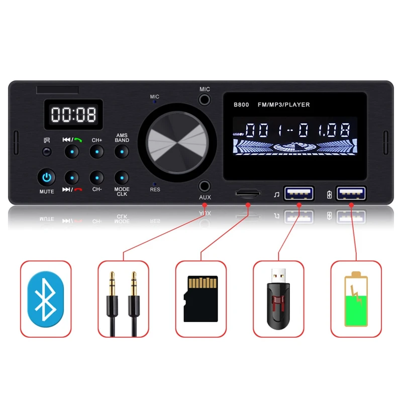 Автомобильный цифровой медиаприемник радио со встроенным Bluetooth и USB управлением для IPod/IPhone и Android телефонов с беспроводным рэмо