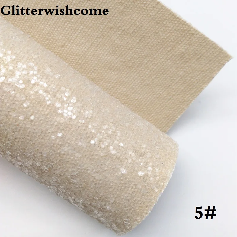 5 Glitterwishcome 30X134 см мини рулон синтетическая кожа, Fluo толстый блеск кожа ткань винил для луков, GM046 - Цвет: 5