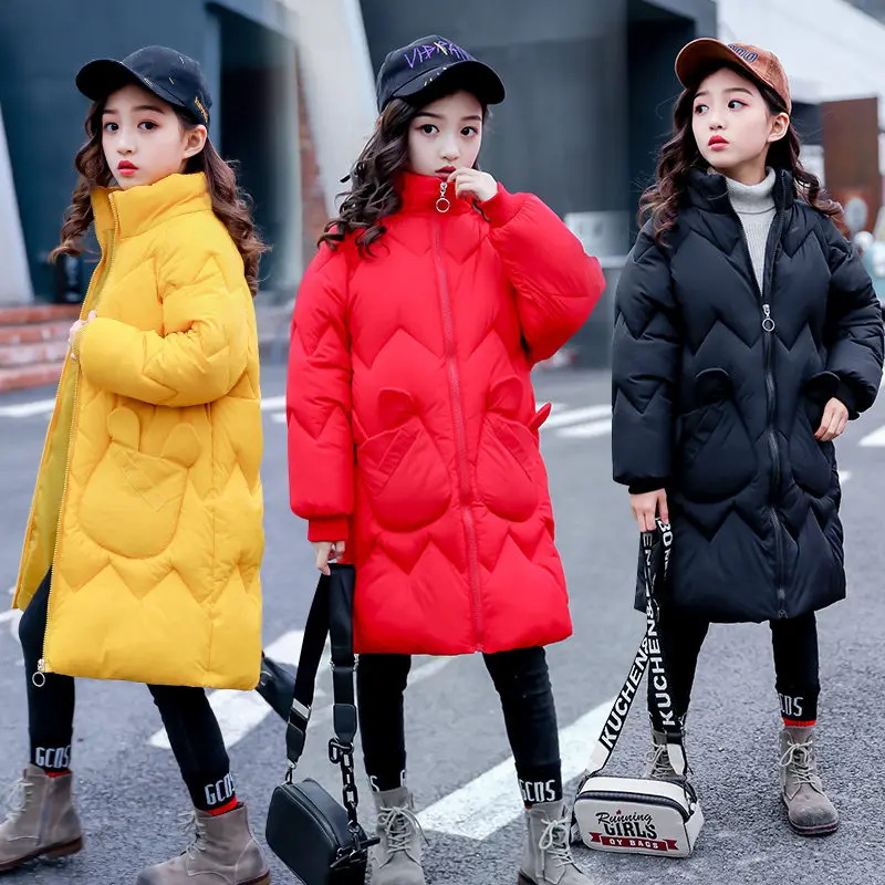 

Jacket for Girls 2019 New Kids Winter Cotton Clothes Outerwear Coat Children Parkas Teenage Outerwear Long Warm Snowsuit Clothes