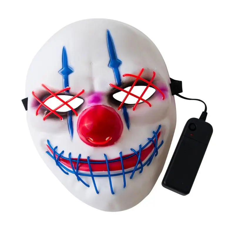 Halloween Big Mouth Clown Glowing Mask LED Cold Light Horror Scary Dress Up