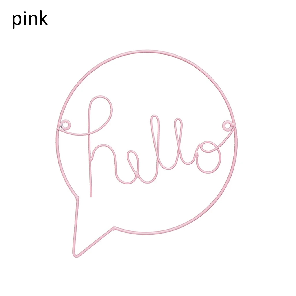 Настенный художественный декор в скандинавском стиле, железный знак Hello, украшение для детской комнаты, декор для прихожей, знак Добро пожаловать, настенное искусство настенные A14 - Цвет: Розовый