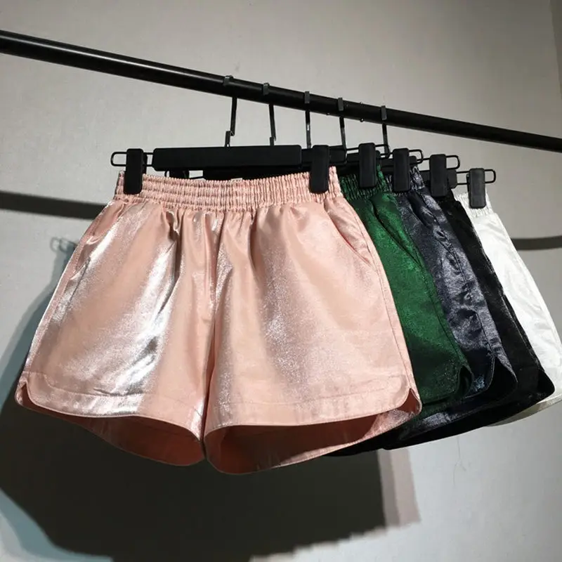Spring Elastic High Waist Shorts Women 