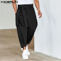 INCERUN 2022 New Men's Fashion Solid Color Pants Drawstring Casual Harem Trouser Chinomen's Loose Wide Leg Pant Trousers S-5XL 7 1