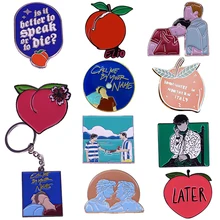 Call Me By Your Name pinss CMBYN Elio Oliver Sweet Love brooches Subtle Peach Badge Luca Guadagnino Movie Fans Wonderful gift