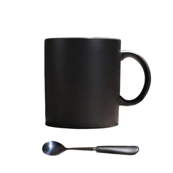 

Matte Black Ceramic Coffee Mug Spoon String Nordic Large Tea Coffee Work Cup Tazas Caneca Plain White Coffee Unique Mugs II50MKB