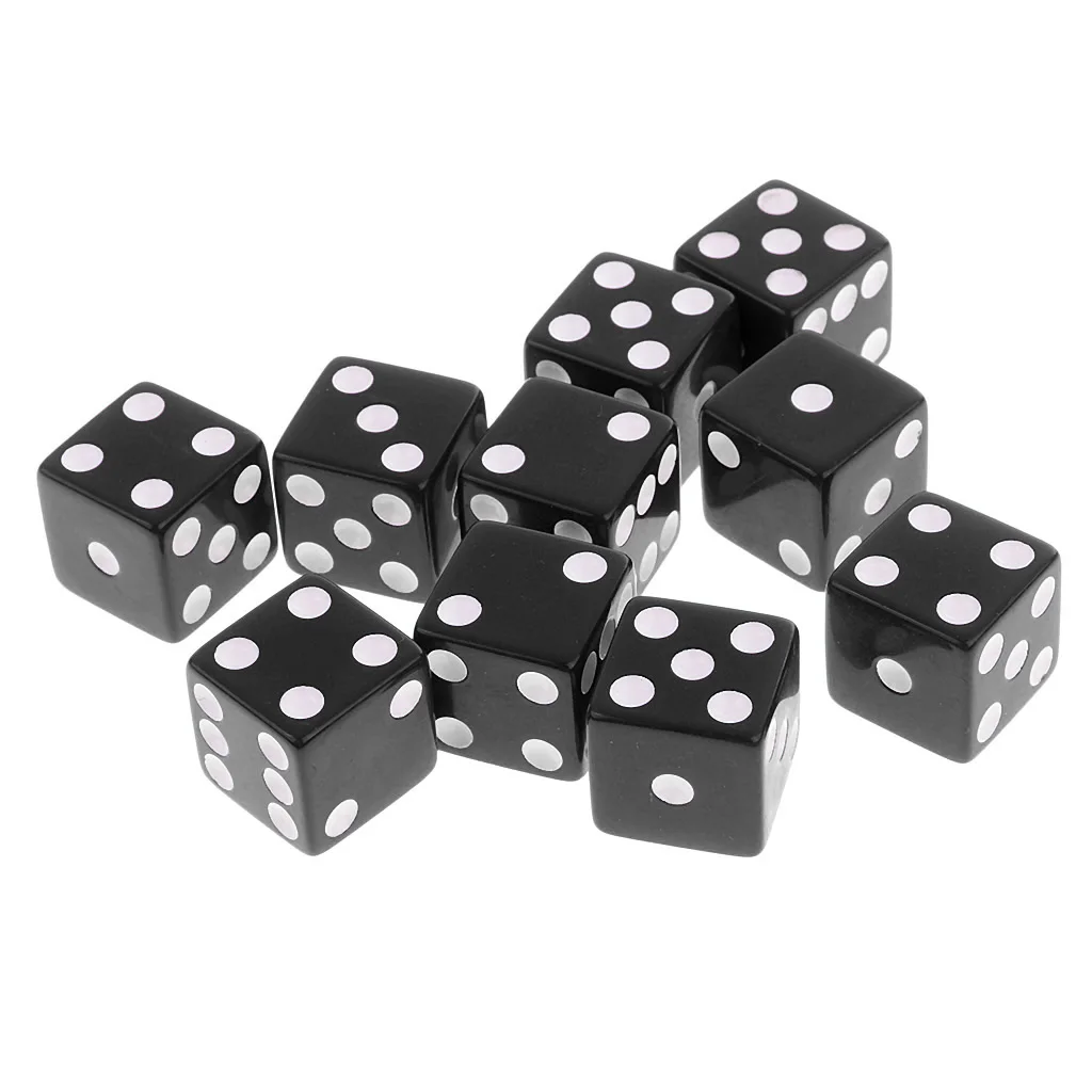 10 Pieces Six Sided D6 Dice - Multi-Sided Plastic Dice Game Cube - Toys for Table Games, Dungeons and Dragons, MTG RPG Gaming