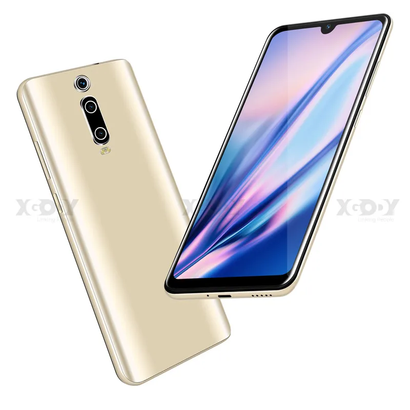 XGODY 9T 3g 6,26 ''смартфон с каплями воды 1 ГБ 4 ГБ полноэкранный мобильный телефон Android 9,0 MTK6580 четырехъядерный 2800 мАч две sim-карты 5 Мп WiFi - Цвет: Gold