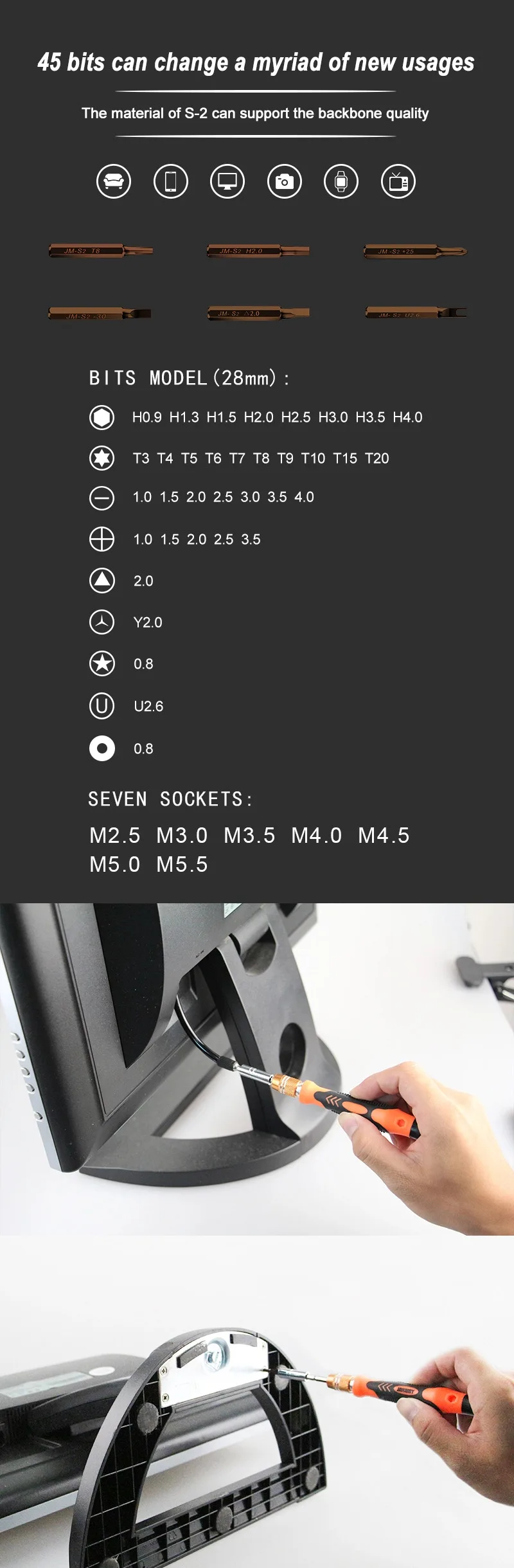 JAKEMY JM-8116 45 pcs in 1 Professional Wholesale S2 Precision Screwdriver Set Customized DIY Repair Tool for Electronics Repair