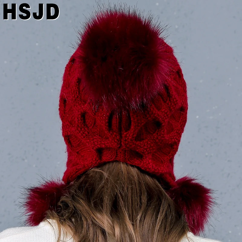 Зимняя женская шапка фирменная новинка вязаные шапки с кроличьим мехом милые