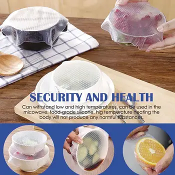 

3Pcs/Set Food Grade Keeping Food Fresh Wrap Reusable Stretch Silicone Seal High Cover Vacuum Wraps Lid Stretch Food Y8Z3