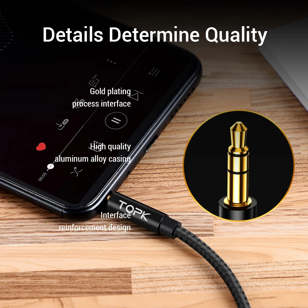 TOPK Jack 3,5 аудио кабель 3,5 мм акустическая линия Aux кабель для iPhone samsung Xiaomi Oneplus huawei Автомобильный Кабель «Папа-папа»