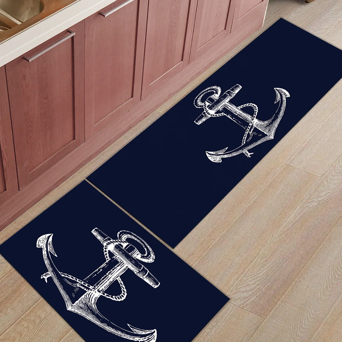 2 шт. Коврики для кухни простые anchor синие нижние коврики для входного пути ванная комната Гостиная дверные коврики домашний декор