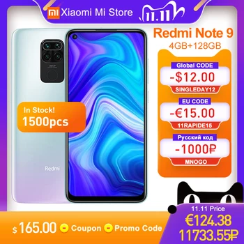 

Global Version Xiaomi Redmi Note 9 4GB RAM 128GB ROM Smartphone MTK Helio G85 Octa Core 48MP Quad Rear Camera 5020mAh Cell