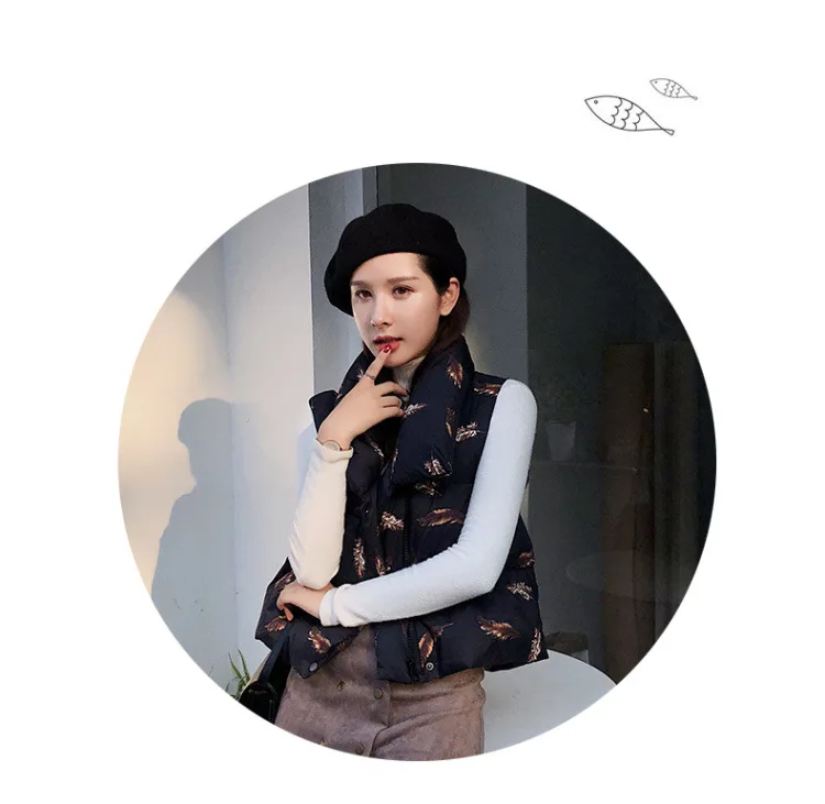 Down Feather Cotton Vest Female Short Autumn And Winter New Style Korean-style down Feather Cotton Vest Casual Loose-Fit do