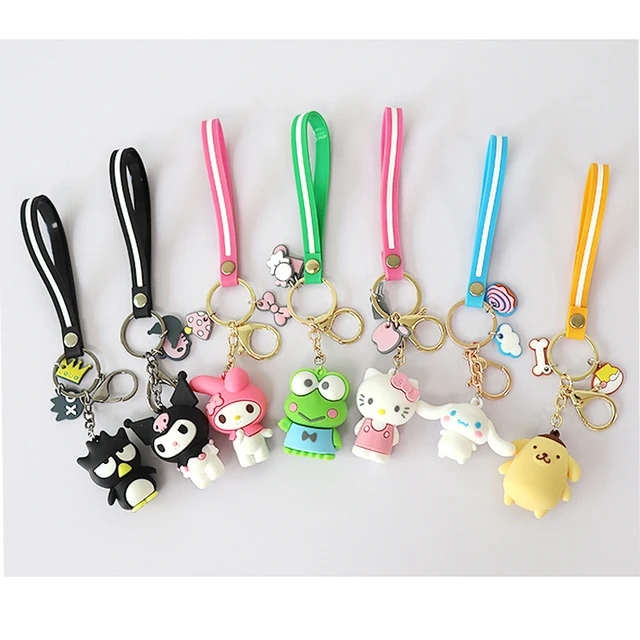 Sanrioed Kawaii Hello KT Kuromi Cinnamoroll My Melody Key Buckle Cartoon Couple Bag Key Chain Pendant Toy Children's gifts 1