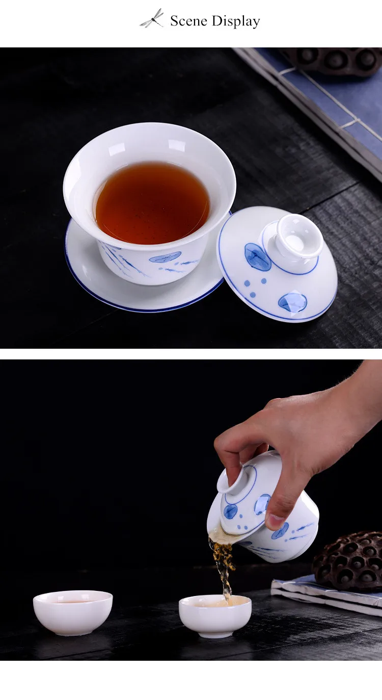 Китайский керамический чайный набор Gaiwan с ручной росписью, чайная тарелка 180 мл, чайная чаша, креативный чайный набор с чашкой и блюдцем, чайная чашка Цзиндэчжэнь