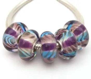 

YG35 5X 100% Authenticity S925 Sterling Silver Beads Murano Glassbeads beads Fit European Charms Bracelet diy jewelry Lamp-work