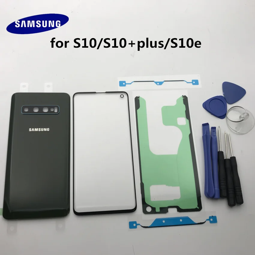 New Original For Samsung Galaxy S10e G973 S10 G970 plus Back Glass Cover Rear Battery Door+Front glass lens+adhesive | Мобильные
