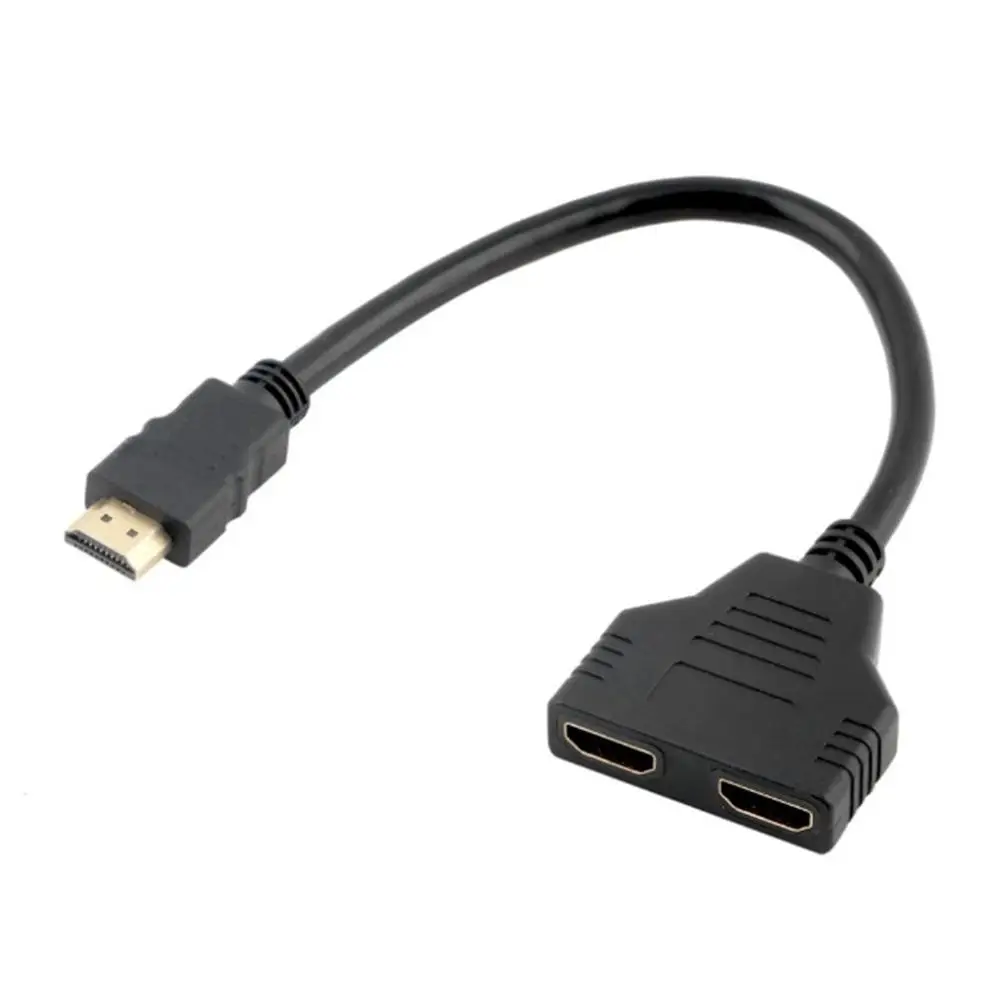 Черный Hdmi-кабель, адаптер 1.4B разветвитель HDMI 1 в 2 выхода Кабельный разъем HDMI порт концентратор HDMI 2-портовый штекер для женщин - Цвет: Черный