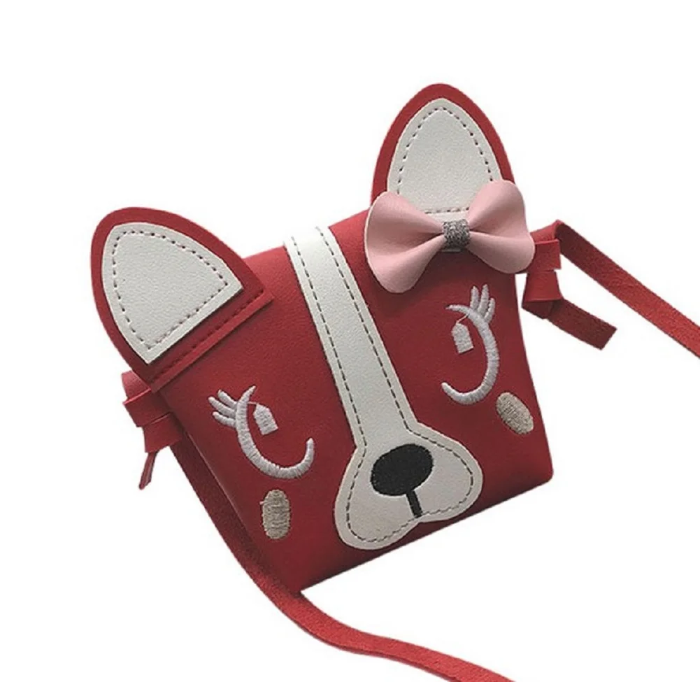 Модная мини-сумка на плечо из искусственной кожи с милой собачкой и бантом для девочек, повседневные сумки-мессенджеры, милые - Цвет: D