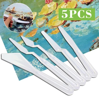 

5pcs Plastic Palette Scraper Spatula Shove Knife Painting Set Artist Oil Painting Tools for Artist Student Canvas Oil Paint Tool