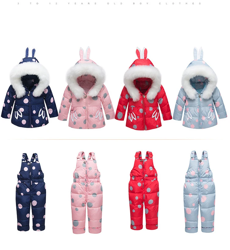 Зимний утепленный комплект одежды для младенцев; зимняя одежда с капюшоном для девочек; куртка для малышей; пальто для путешествий; комбинезоны для малышей с заячьими ушками