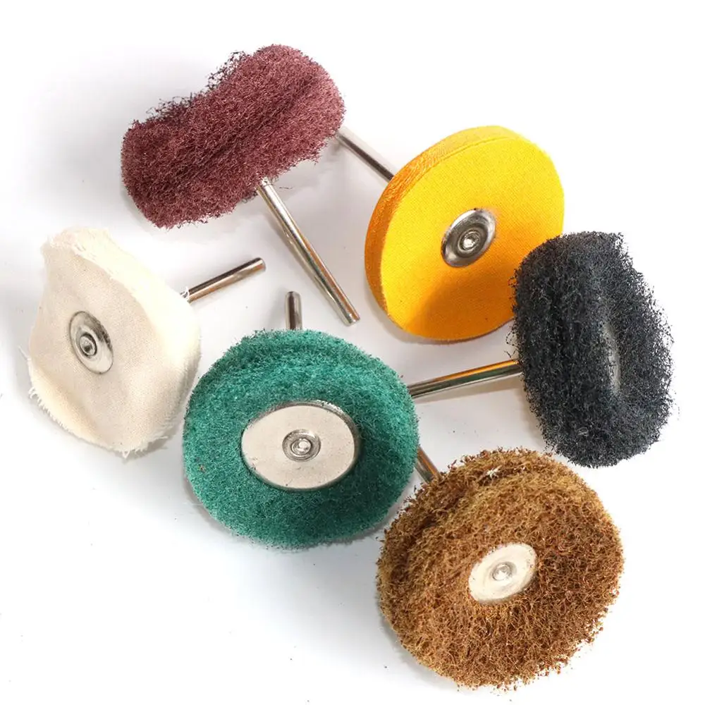 Mini Scouring Pads Brush Nylon Fiber Grinding Wheel 1/8" Shank for Rotary Tools 