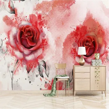 

Custom 3D wallpaper mural modern watercolor rose seamless mosaic background wall painting