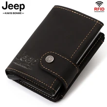 2021 RFID Blocking Leather Men's Credit Card Holder Aluminium Bank Card Wallet with Coin Pocket Walet Case Protection Purse