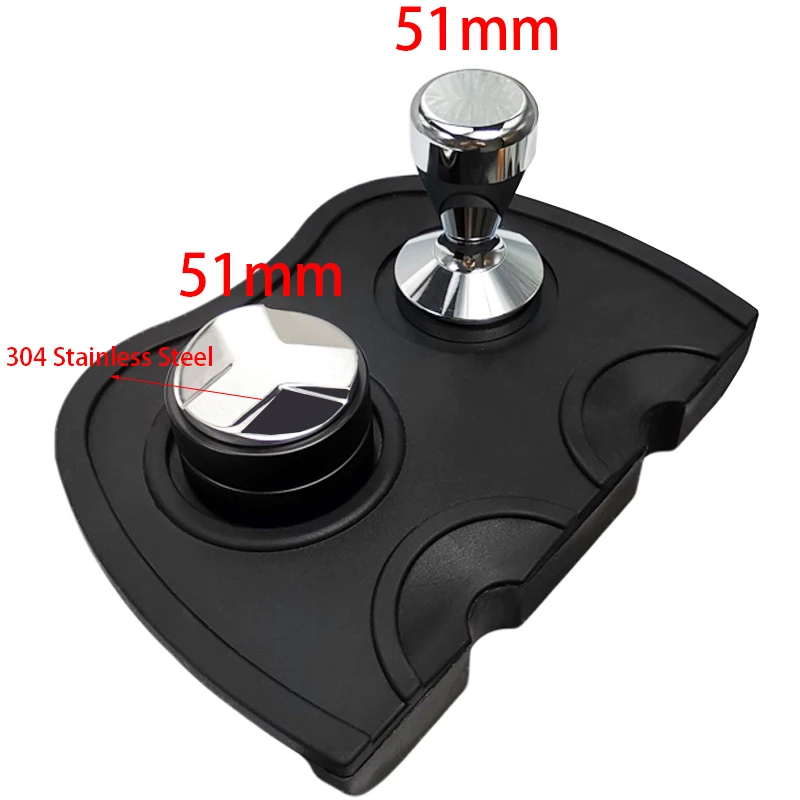 51mm 304 Stainless Steel 3 Angle Coffee Tamper and Flat Coffee Tampers With Double Coffee Mat