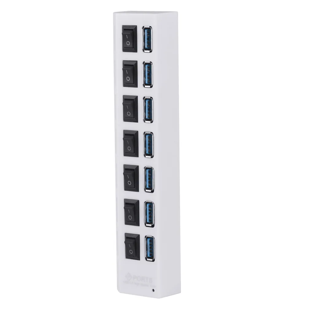 USB коммутатор SlimDesign USB3.0-сверхскоростной 7-Порты и разъёмы 5 Гбит/с концентратор светодиодный индикатор включения выключения адаптер планшетный ПК телефон USB Hubs-L909