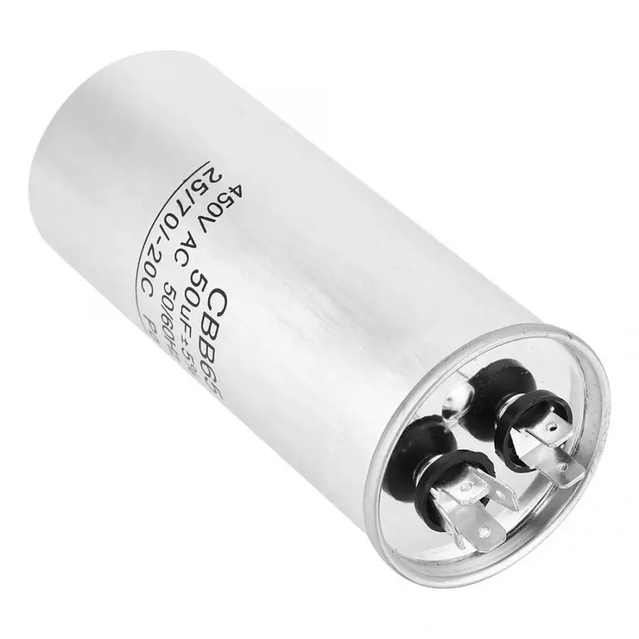 CBB65 450V 50 мкФ пусковой конденсатор мотора Homopolar электролитический конденсатор с алюминиевой крышкой для кондиционирования воздуха Водонепроницаемый Алюминий Фольга конденсатор с алюминиевой крышкой