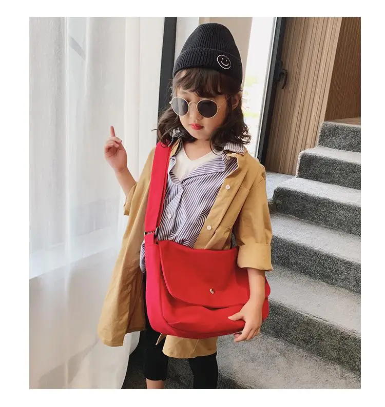 RED Solid Color Canvas Messenger Bag Girl Femals Women Shoulder Bag Crossbody Handbag For Boys Baby Bags - Цвет: RED