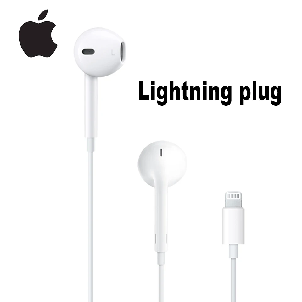 Оригинальные наушники-вкладыши Apple Earpods с разъемом 3,5 мм и разъемом Lightning, спортивные наушники, наушники с глубоким насыщением басов для iPhone/iPad Android - Цвет: Lightning