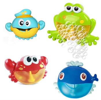 New Outdoor Bubble Frog&Crabs Baby Bath Toy Bubble Maker Swimming Bathtub Soap Machine Toys for Children With Music Water Toy 1